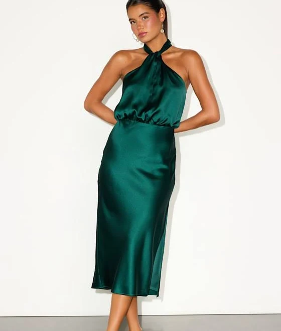 dress Lulus Satin Halter Midi Dress Lulus $79