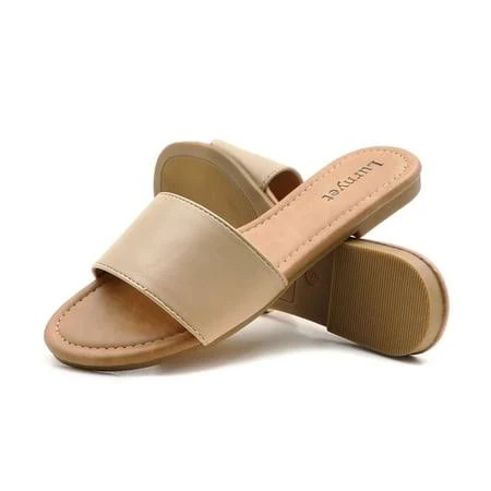 shoes Lurnyet Women's Classic Faux Leather Slide Sandals Walmart - Lurnyet Shoes $15.99