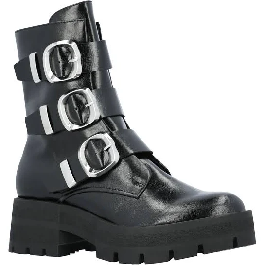 shoes Madden NYC Women's Faux Leather Buckle Combat Boots Walmart $15.57