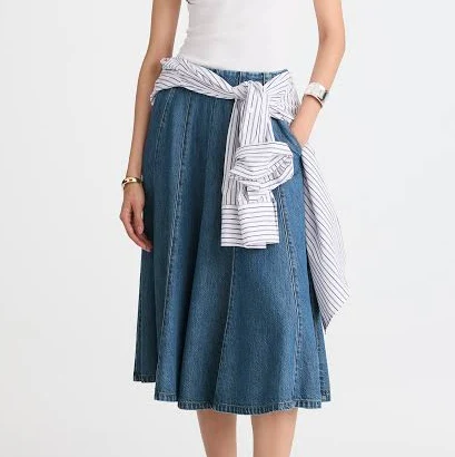 skirt Madewell Women's Airy Denim Flared Midi Skirt Madewell $84.99