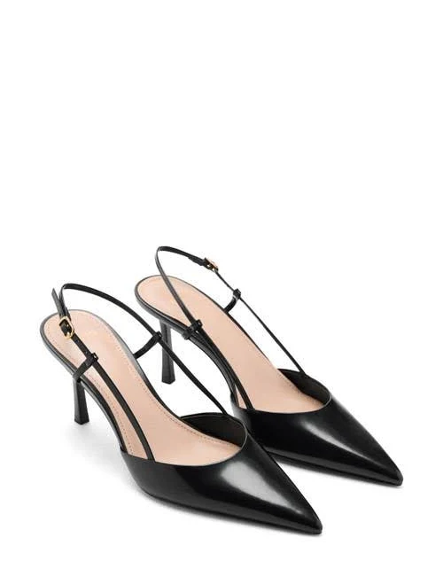 shoes MANGO Women's Pointed-Toe Leather Slingback Pumps Nordstrom $99.99