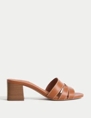 shoes Marks & Spencer Wide Fit Block Heel Mules Marks & Spencer - United States $57.99