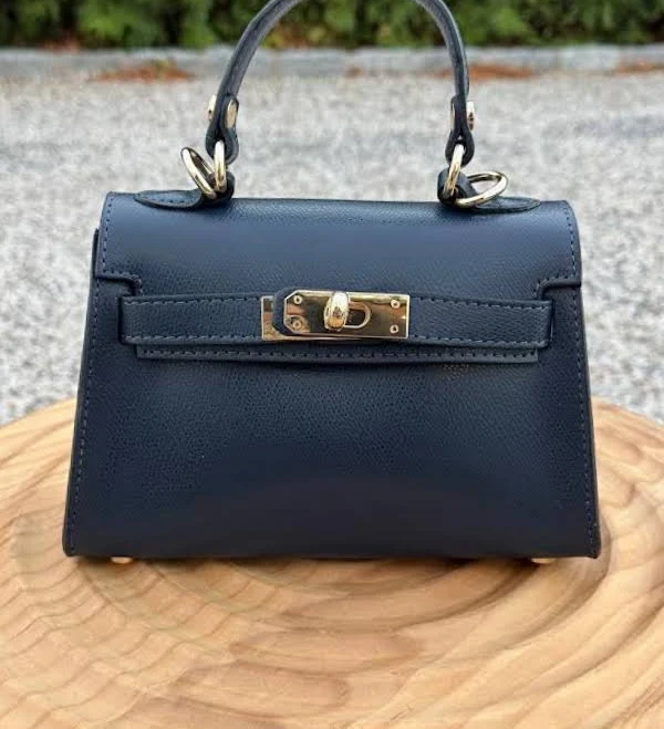 bag Mellina Italian Leather Structured Handbag Navy Mint Clothing Boutiques $168