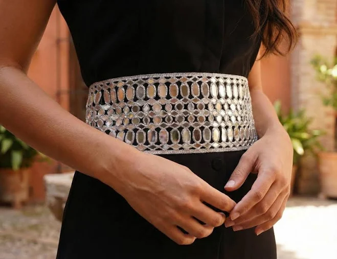 accessory Metallic Silver Adjustable Clasp Waist Belt Etsy - KoraCasaDesigns $38.09