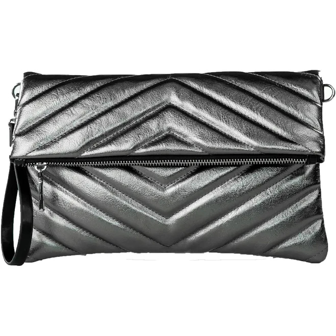 bag Metallic Silver Quilted Vegan Leather Crossbody Wristlet Etsy - Seller $59