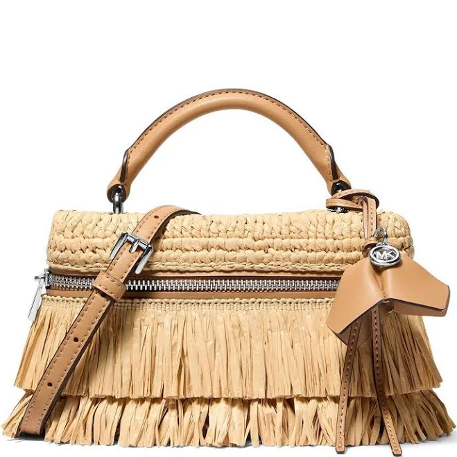 bag MICHAEL Michael Kors Jana Extra-Small Fringed Raffia Crossbody Bag Dillard's $149.5