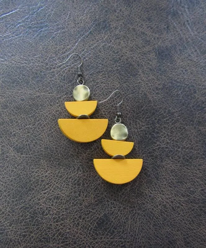 accessory Mid Century Modern Wood & Bronze Dangle Earrings Etsy - Afrocasian $14.5