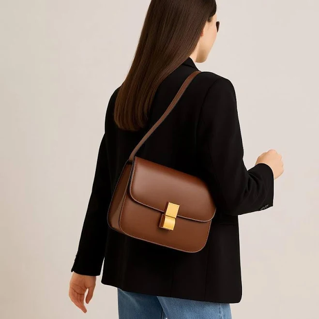 bag Modern Chic Genuine Leather Crossbody Box Bag Etsy - Seller $92.37