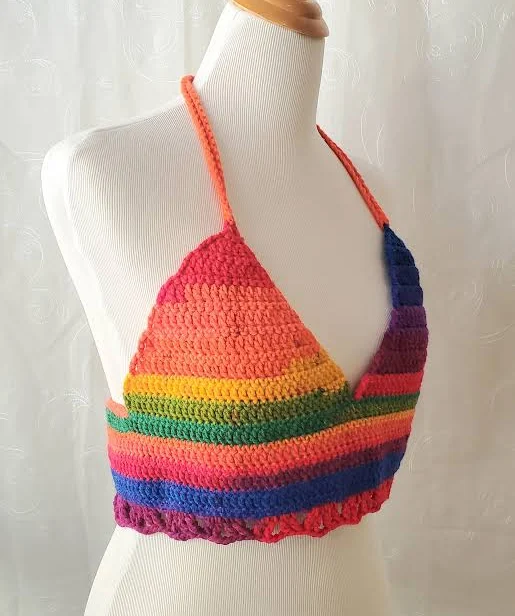 top Multicolor Crochet Halter Top Etsy - Seller $31
