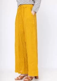 pants Mustard - Linen Wide Leg Pants Fenwick Float-Ors $55