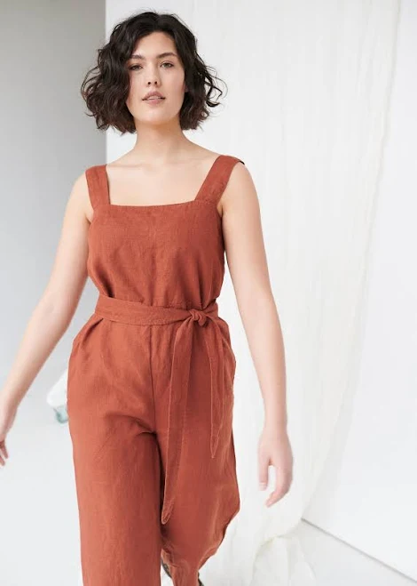 romper Naomi Oversized Linen Jumpsuit Etsy - Linenfox $127.27