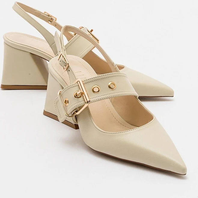 shoes Nepido Women's Pointed Toe Backless Block Heel Pumps Prologue Shoes $99.99