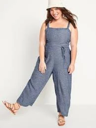 jumpsuit NEW Old Navy Womens Sleeveless Linen Blend Tie Waist Jumpsuit Blue Sz XXL Wide eBay $16