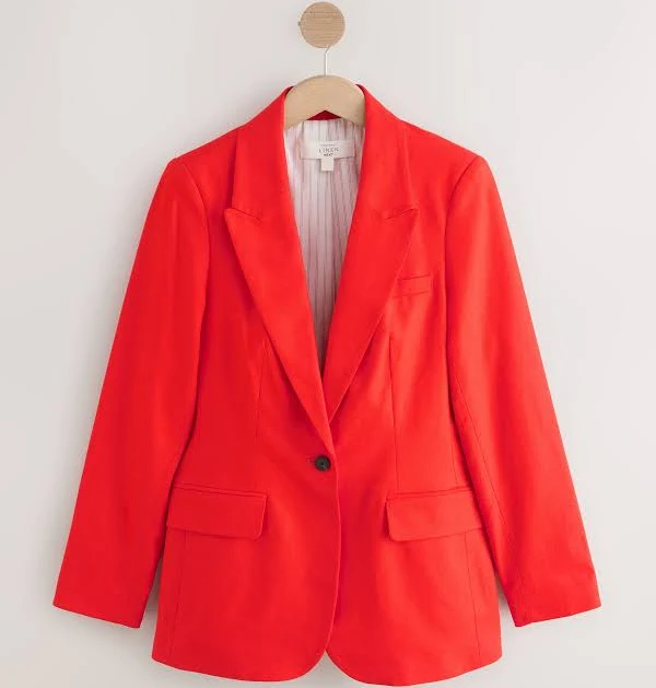 outerwear Next Red Linen Rich Single Breasted Blazer Next USA $83