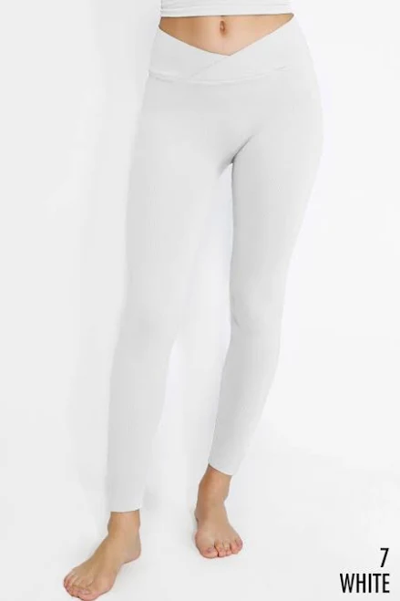 leggings Nikibiki Women's Crossover Waistband Ribbed Leggings Fitness Fashions $29