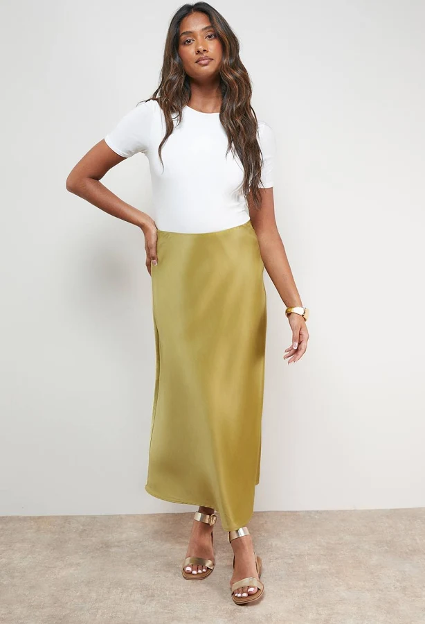 bottom Oasis Women's Bias Cut Satin Midi Skirt boohoo USA $16