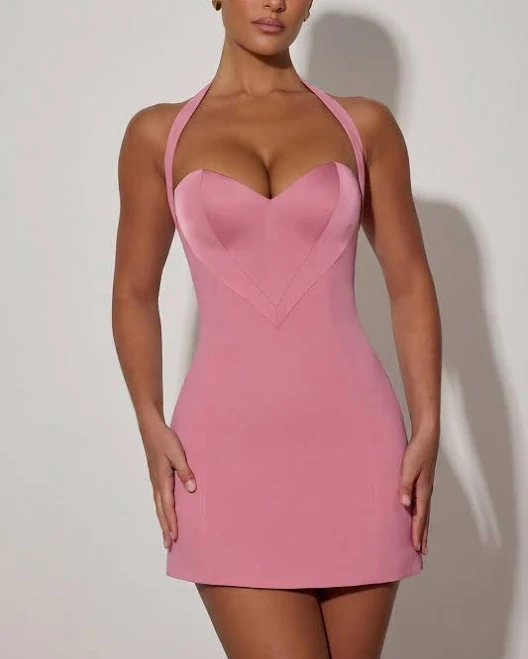 dress Oh Polly Heart-Detail Halterneck A-Line Mini Dress Oh Polly US $88