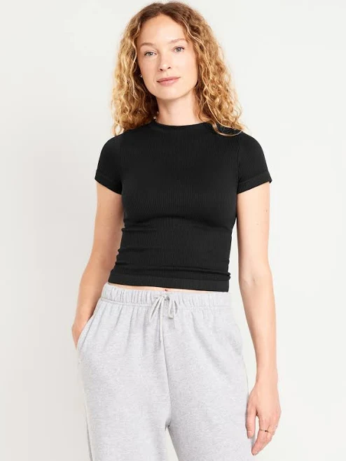 crop top Old Navy Women's Exhale Seamless Fitted Rib T-Shirt Old Navy $13.99