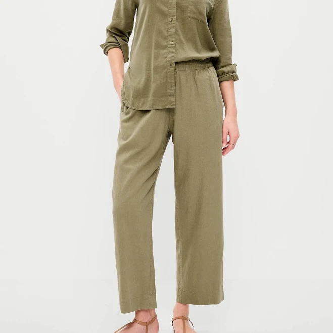 pants Old Navy Women's High-Waisted Linen-Blend Straight Ankle Pants Old Navy $19.99