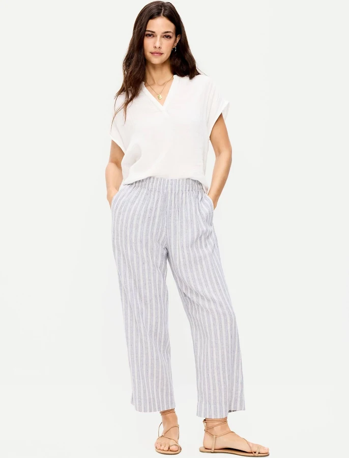 pants Old Navy Women's High-Waisted Linen-Blend Straight Ankle Pants Old Navy $30
