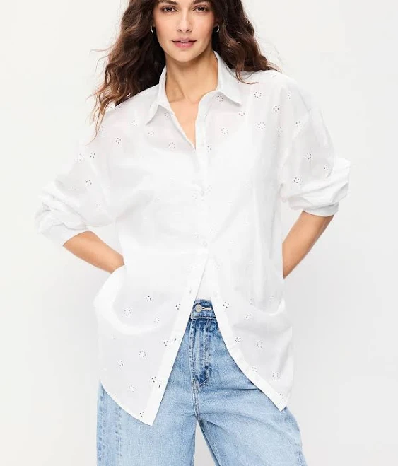 top Old Navy Women's Oversized Button-Down Boyfriend Shirt Old Navy $23.99