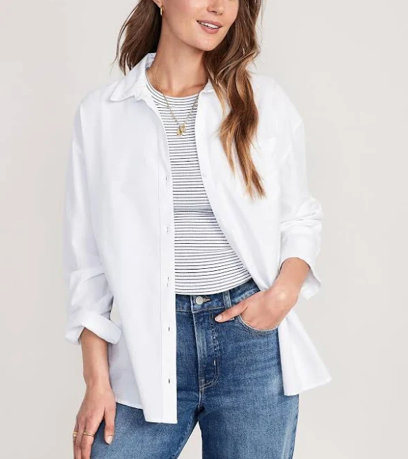 outerwear Old Navy Women's Oversized Button-Down Boyfriend Shirt Old Navy $23.99