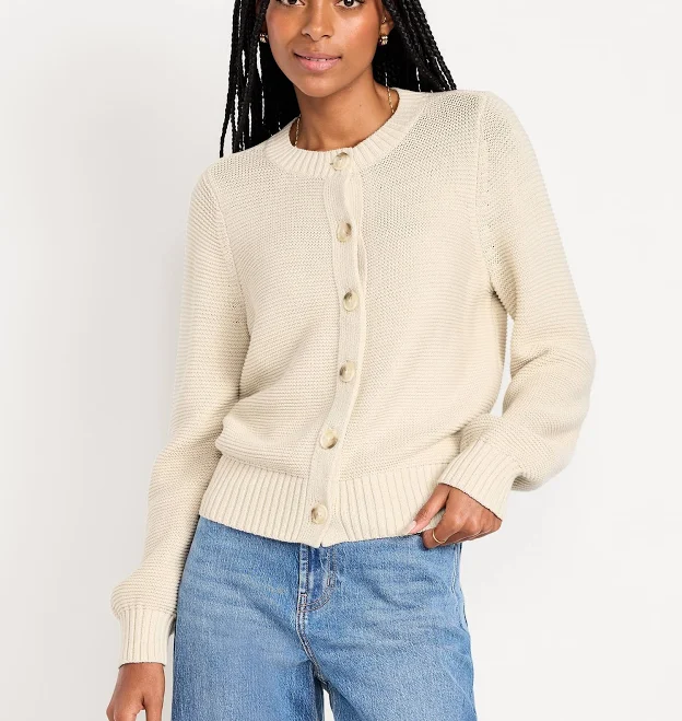 outerwear Old Navy Women's Seaside Cotton Garter-Knit Cardigan Sweater Old Navy $24.99