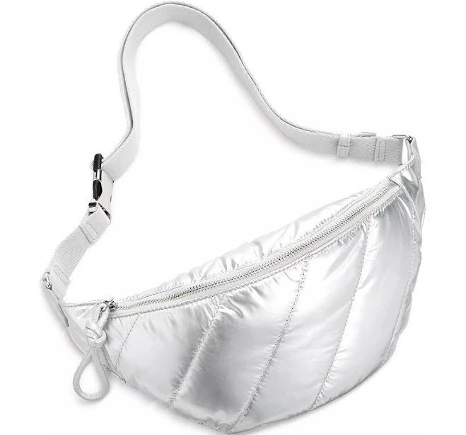 bag On 34th Nylon Metallic Belt Bag - Silver Etsy - Seller $39