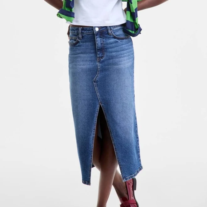 denim skirt On 34th Women's Denim Midi Skirt Macy's $24.99