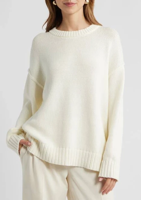 top Open Edit Oversize Cotton Sweater Nordstrom $49.99