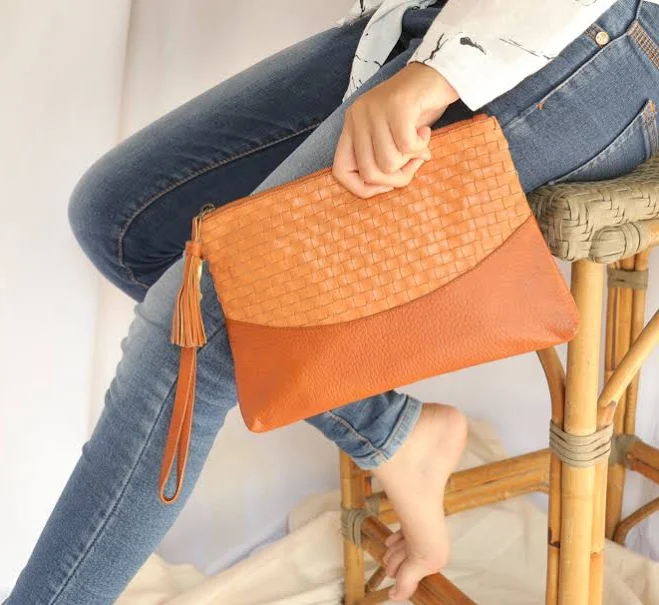 bag Oversized Woven Leather Clutch Etsy - Seller $47.72