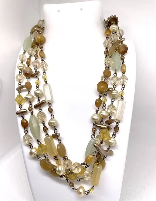 accessory Pastel Earthy Colored Beaded Layered Necklace 4 Strands eBay - nurseshirley $7