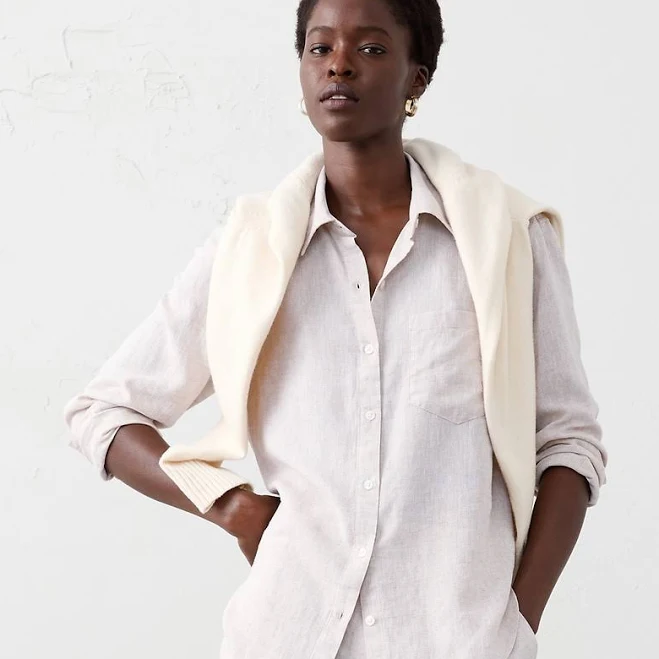 top Perfect Linen-Blend Shirt Banana Republic Factory $40