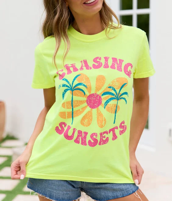 top Pink Lily Chasing Sunsets Graphic Tee Pink Lily $30