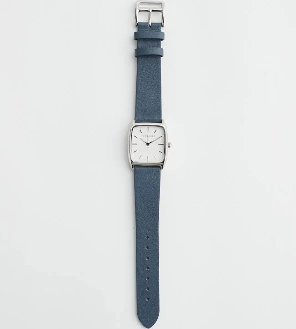 accessory Polished Silver Stonewash Leather Dress Watch The Horse USA $89.95