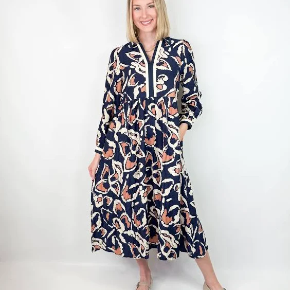 dress Polly Abstract Printed Midi Dress Mollie's Boutique $65