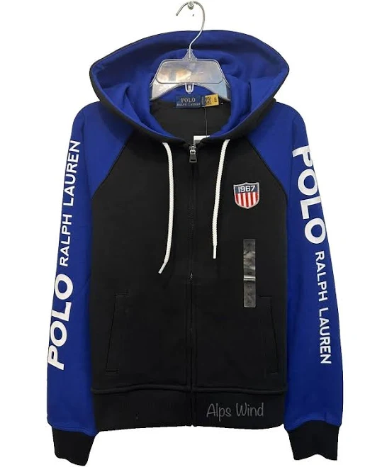 outerwear Polo Ralph Lauren 1967 Colorblock Full Zip Hoodie In Black Blue Women eBay - alpswind2 $54.99