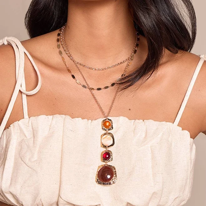 accessory PrettyLittleThing Women's Multi Stone Layered Pendant Necklace Nasty Gal - US $10.4