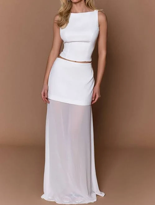 maxi skirt PrettyLittleThing Women's Woven Hem Detail Chiffon Maxi Skirt in White | Size: 4 Nasty Gal - US $25