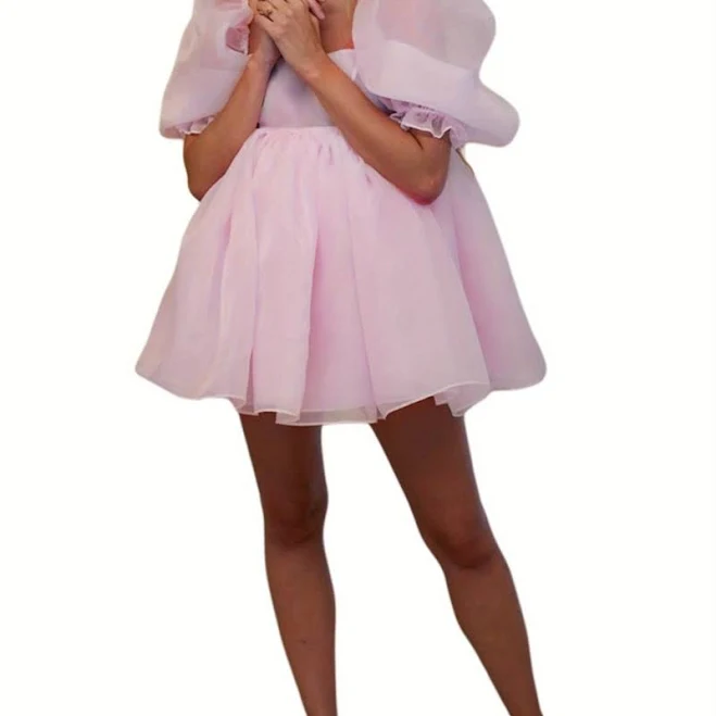 dress Puffy dress, Pastel yellow dress, Yellow dresses for women, Women's Y2K A-Line Puffy Sleeve Square Neck Short Dress with Bubble Hem - Solid Color Temu $16.81