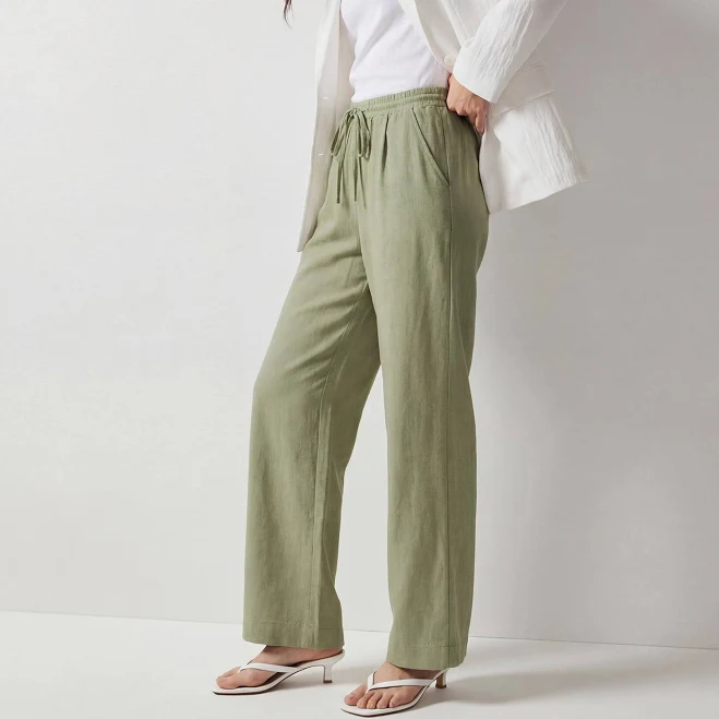 pants Pull-On Linen Pleated Front Wide Leg Pants New York & Company $41.99