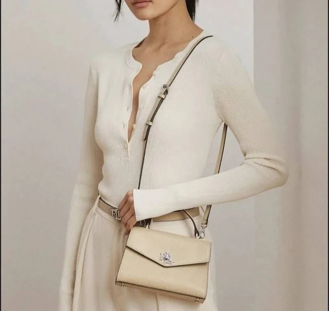 bag Ralph Lauren Farrah Small Textured Leather Top-handle Satchel Beige trendxparc.com $235