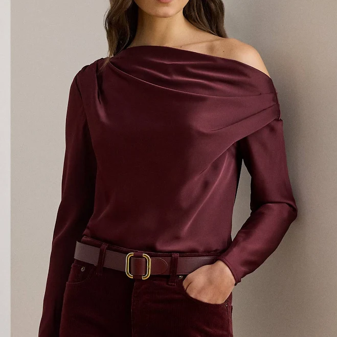 off-shoulder top Ralph Lauren Women's Off-The-Shoulder Satin Charmeuse Blouse Ralph Lauren $109.99
