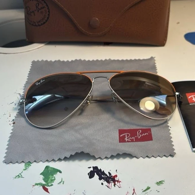 accessory Ray-ban Aviator Sunglasses Silver Frame Brown Gradient Lens With Case eBay $100