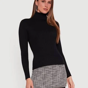 top Rib Knit Long Sleeve Turtleneck Top Rainbow Shops $8.99