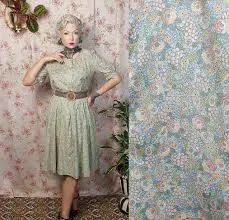 dress Romantic floral paisley pastel blue pink yellow white floral print puffy sleeve babydoll dress- UK10-14 -1950s 1960s style-50s lolita dress Etsy $48.31