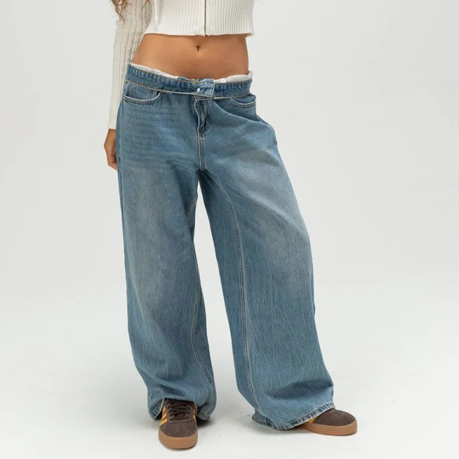 bottom RSQ Womens Low Rise Ultra Baggy Jeans - Medium Wash - Size: 33 Tillys $29.99