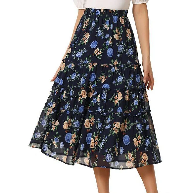 skirt Ruffle Boho Floral Chiffon Tiered Midi Skirt Kohl's $39.99