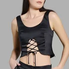 corset top Satin Corset Top with Ribboned Cut Zaffori $104