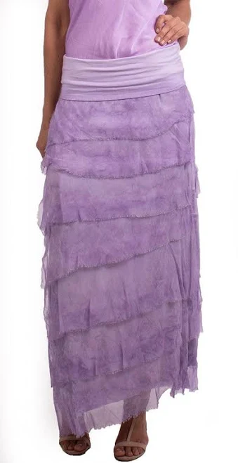skirt Siena Italian Tiered Ruffled Silk Maxi Skirt Shop Gigi Moda - Made in Italy $120